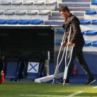 Ismael Rescalvo ha utilizado una silla para los últimos dos partidos por una operación a la que se sometió.