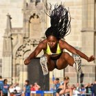 Angulo compite en Europa. Aquí en Leverkusen, Alemania. Es dueña del récord nacional con 6,67 m.