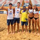 Bryan Cordero y Damián Recalde, así como Valeska Chérrez, Silvia Salvatierra, junto a su entrenador, tras las paradas sudamericanas.