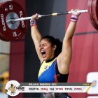 Instantes en que Bella levantó su último intento que la daba como campeona mundial junior.