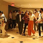 La alcaldesa Cynthia Viteri y su esposo Juan Carlos Vásconez, en una rendición de cuentas de los tres años de su gestión.