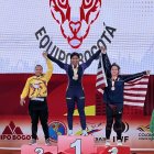 Palacios como ganadora máxima de la categoría de los 71 kilogramos en el Panamericano de Colombia.