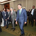 El presidente de Ecuador, Guillermo Lasso, y el mandatario de España, Pedro Sánchez, en Carondelet, Quito.