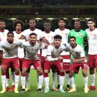 La selección qatarí previo al partido en España.