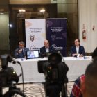 El ministro de Salud, José Ruales, el vicepresidente de la República, Alfredo Borrero, y el presidente del directorio del Seguro Social, Alfredo Ortega, participaron del XV Gabinete de Salud.