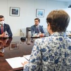 El ministro de Finanzas, Pablo Arosemena, junto a Kristalina Georgieva, titular del FMI.