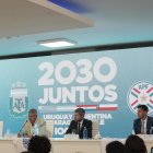 Rueda de prensa durante la presentación de candidaturas para el Mundial 2030