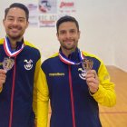 Juan Francisco Cueva (i) y José Daniel Ugalde con el primer lugar del torneo en Atlanta de dobles.