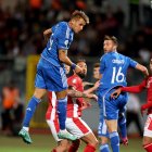 Ta" Qali (Malta), 26/03/2023.- Mateo Retegui (C) of Italy in action to score the first goal during the UEFA EURO 2024 Group C qualifying soccer match between Malta and Italy, in Ta"Äô Qali, Malta, 26 March 2023. (Italia) EFE/EPA/Domenic Aquilina