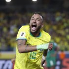 AME7813. BELÉM (BRASIL), 08/09/2023.- Neymar de Brasil celebra un gol hoy, en un partido de las Eliminatorias Sudamericanas para la Copa Mundial de Fútbol 2026 entre Brasil y Bolivia en el estadio estatal Jornalista Edgar Augusto Proença en Belém (Brasil). EFE/ Sebastiao Moreira