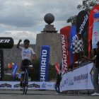 Santiago Montenegro a su llegada a Quito como líder de la etapa 5 de la Vuelta al Ecuador.