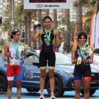 Paula Jara (c) confirmó su potencial en la Copa Panamericana de Triatlón.
