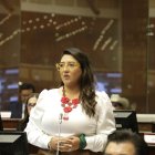 La asambleísta del correísmo, Gissela Garzón, presentó la solicitud de juicio político contra la fiscal Salazar.