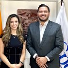 El presidente Andrés Fantoni y la vicepresidenta Mishelle Calvache luego de su posesión.