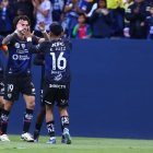 Jugadores de Independiente del Valle en una celebración de gol