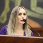 Maribel Barreno, exvocal del Consejo de la Judicatura, durante su replica en el juicio político contra Terán.