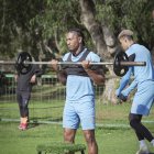 Los jugadores albos en uno de los últimos entrenamientos.