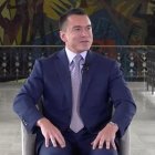 El presidente candidato Daniel Noboa, en el Palacio de Carondelet, este martes 11 de febrero.