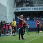 Jorge Célico reacciona durante el partido entre Emelec y Universidad Católica del pasado domingo 16 de febrero.
