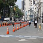 En avenida Malecón se destinaron dos carriles para la Ruta Centro, que replica el modelo de Recreovía, una ciclovía recreativa similar a la que cumple 30 años en Bogotá.