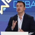 Daniel Noboa durante el  último debate presidencial.