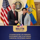 La canciller de Ecuador Gabriela Sommerfeld y  el embajador Jamieson Greer, representante Comercial de los Estados Unidos (USTR)