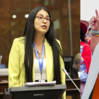 La legisladora Gissella Molina denunció ante el TCE a la prefecta Lourdes Tibán, el 25 de abril del 2025.