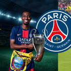 Willian Pacho celebra su triunfo en la Champions League.