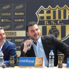 Miguel Montalvo (izquierda) tomó por subrogancia la presidencia del Barcelona SC que dejó Antonio Álvarez de forma temporal.