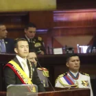 El presidente Daniel Noboa dando el informe a Ecuador de su mandato.