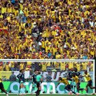 Gonzalo Plata de Ecuador celebra el segundo gol de Ecuador ante Alemania.
