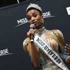 Newly crowned Miss Universe 2019 South Africa"s Zozibini Tunzi attends a press conference after the 2019 Miss Universe pageant at the Tyler Perry Studios in Atlanta, Georgia on December 8, 2019. / AFP / VALERIE MACON

 US-PEOPLE-PAGEANT-MISS-UNIVERSE