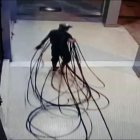 Un antisocial se roba el cableado público en el centro de Guayaquil.