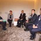 Las autoridades de Ecuador reunidos con la directora del FMI, Kristalina Georgieva, en Davos.