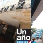 ANTES Y DESPUÉS. A la izquierda, el edificio Fénix del centro de Guayaquil en 2019 aún deteriorado tras el terremoto del 2016. A la derecha, el mismo edificio ya rehabilitado en 2020.