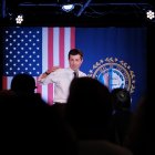 PORTSMOUTH, NEW HAMPSHIRE - FEBRUARY 04: Democratic presidential hopeful Pete Buttigieg greets supporters in Portsmouth, New Hampshire the morning after the flawed Iowa caucus on February 04, 2020 in Manchester, New Hampshire. Despite a botched election caucus process that has delayed the release of the states results, Buttigieg has declared he had a strong showing in the results.   Spencer Platt/Getty Images/AFP

== FOR NEWSPAPERS, INTERNET, TELCOS & TELEVISION USE ONLY ==

 US-PRESIDENTIAL-CANDIDATE-PETE-BUTTIGIEG-BEGINS-BUS-TOUR-ACROSS-