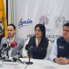 La ministra Catalina Andramuño en una de las pocas ruedas de prensa que dio después de la confirmación del primer caso de coronavirus.