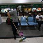 Prevenciones contra el coronavirus en la Terminal terrestre, antes de que decidan cerrar.