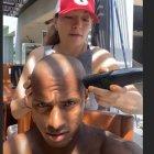 Zila Meneses fue la encargada de "rapar" a su esposo, el Toño Valencia.