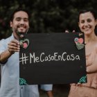 BUENOS AIRES. El anuncio previo del matrimonio de Diego Aspitia y Sofía Cuggino.