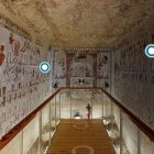 Detalles de un fresco egipcio que se puede ver gracias a los recorridos en 3D.