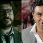 Marcelo Gallardo (d), técnico de River Plate, y Álvaro Morte, que personifica al Profesor en La Casa de Papel.