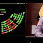 El presidente de la Asamblea, César Litardo, durante la aprobación del proyecto de ley, la noche del 15 de mayo de 2020.