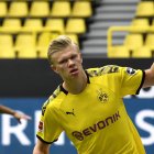Erling Haaland, delantero del Borussia Dortmund, celebrar luego de abrir el marcador