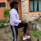 La velocista Anahí Suárez durante una jornada de entrenamiento en casa.