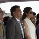 Autoridades. Andrea Sotomayor (i), principal de la Secretaría del Deporte, y Augusto Morán, titular del Comité Olímpico Ecuatoriano (COE).