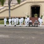 Las ceremonias fúnebres celebradas para las víctimas del COVID-19 en el cementerio Parque de la Paz