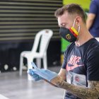 Damián Díaz, volante de Barcelona, durante las pruebas de coronavirus realizadas el 4 de junio.