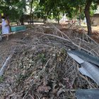 Samanes. Ese es el estado en el que permanece el parque de la manzana 957. Hay ramas y hasta pedazos de zink sobre el suelo.