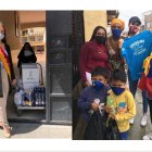 Nikole Salinas durante la entrega de donaciones.